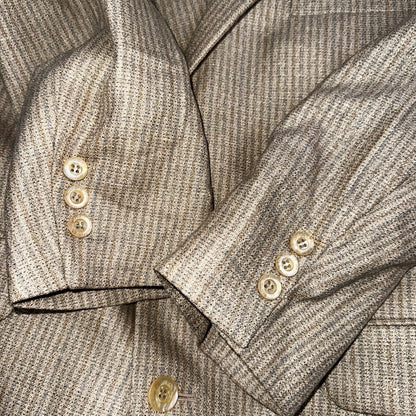 VTG Mens Suit 40S Jacket Sport Coat Rockabilly 80s 90s Wool Stripe Brown Short