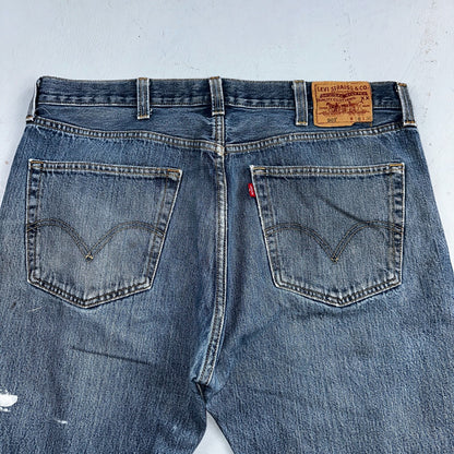 Levis 501 Vintage Y2K XX Straight Leg Jeans Blue Med Wash Paint 38x30 Act 38x29