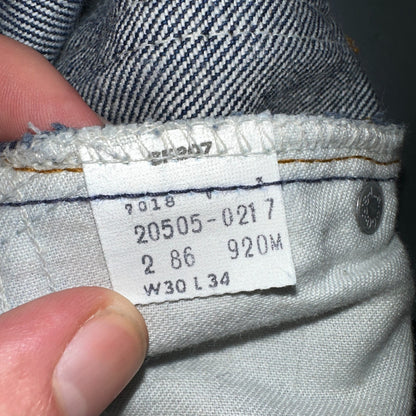 Levis 505 Vintage 80s USA Orange Tab Jeans 30x34 Blue Dark Wash 501 Act 29x28