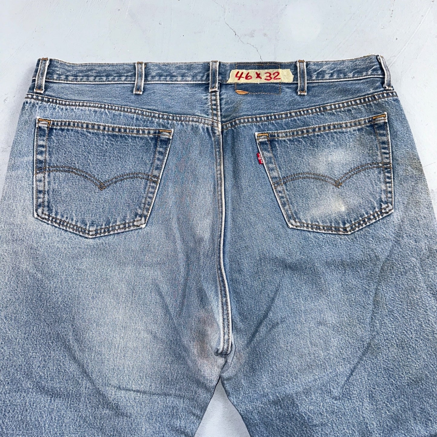 Levis 501 Vintage 90s USA XX Straight Leg Jeans Blue Light Wash 46x32 Act 42x28