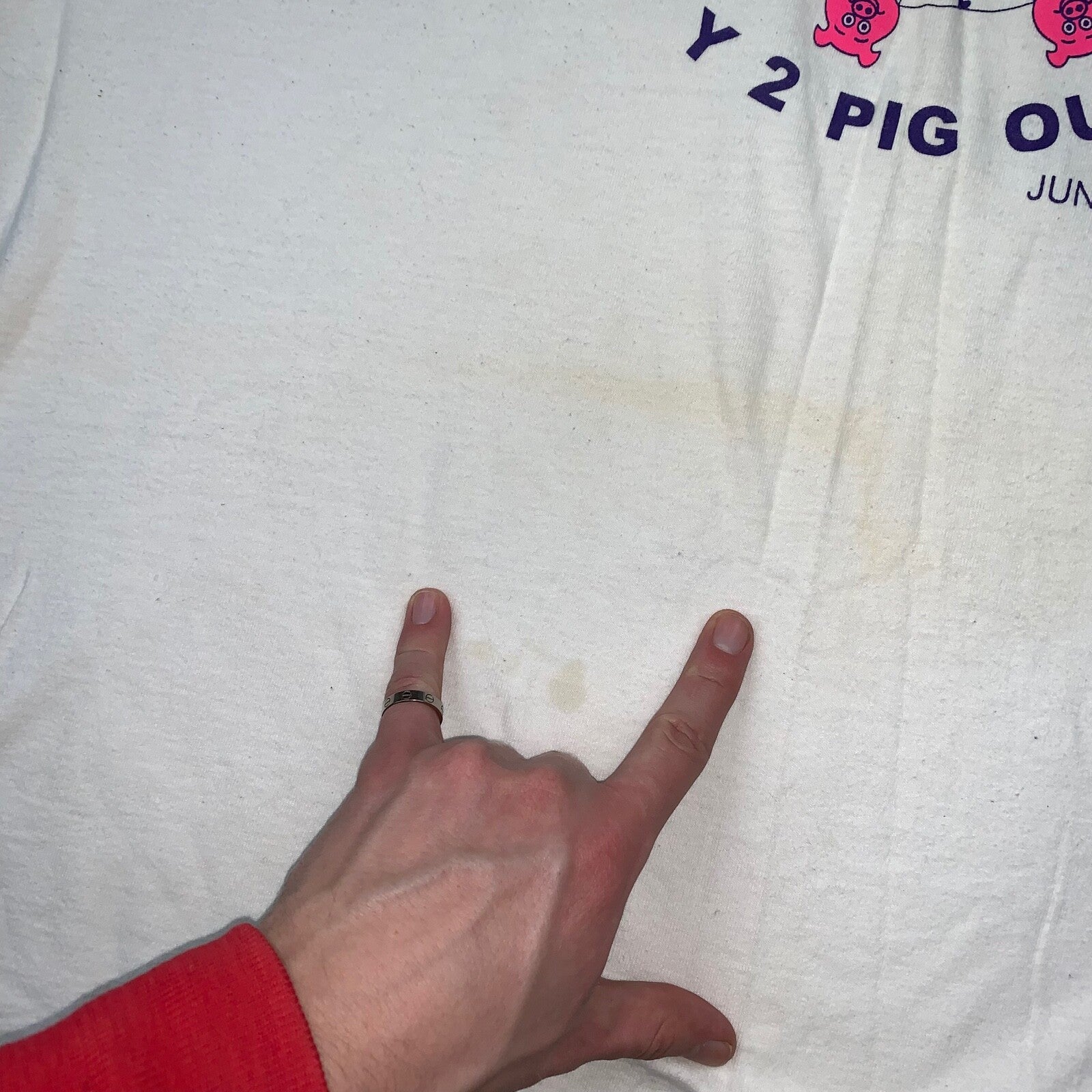 Pig Roast Vintage T Shirt June 24 2000 Funny Cartoon Love Bacon Food Y2K 90s