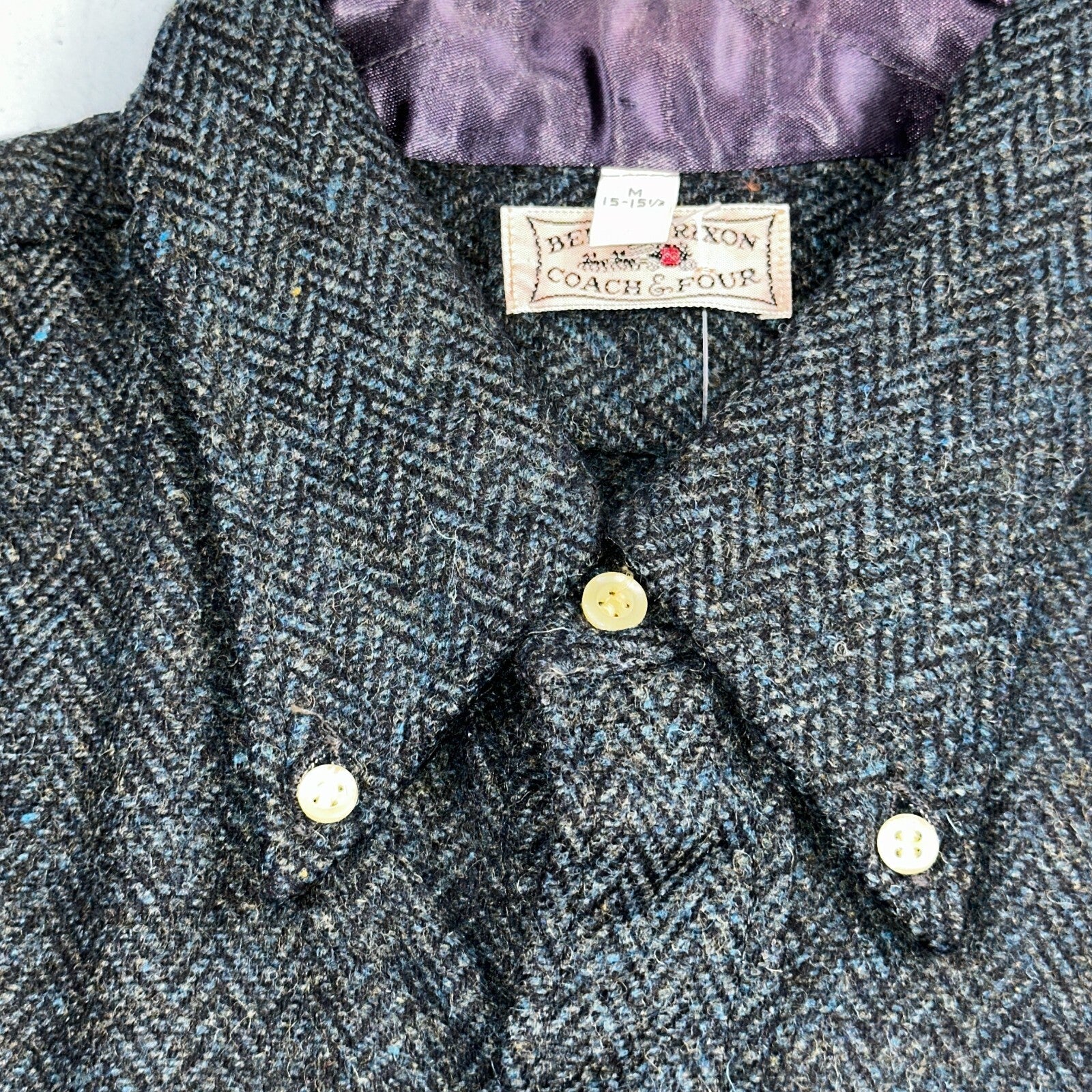 VTG Benson Rixon Shirt Mens M Button Down Dagger 60s 70s Rockabilly Herringbone