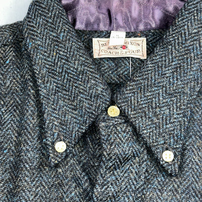 VTG Benson Rixon Shirt Mens M Button Down Dagger 60s 70s Rockabilly Herringbone