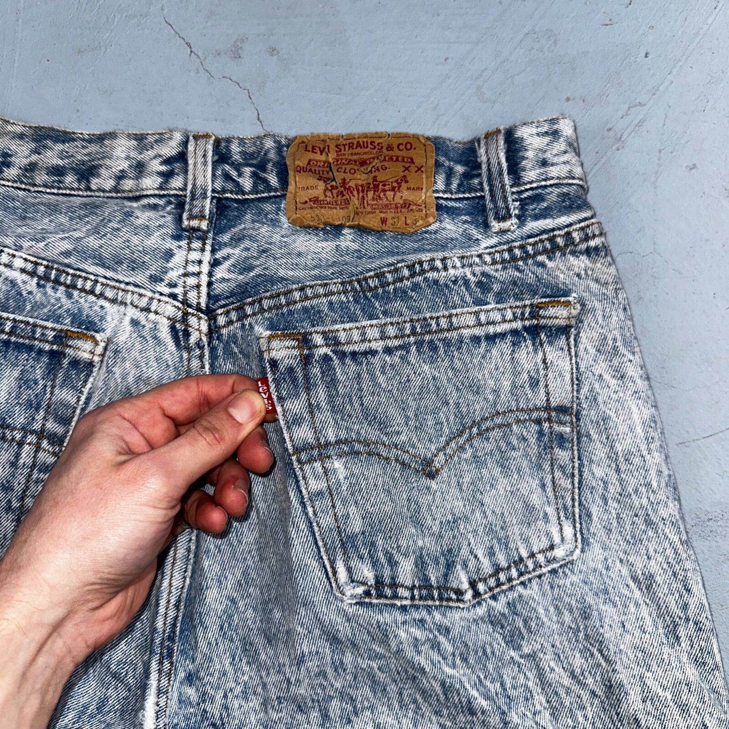 Levis 501 Vintage 80s USA XX Straight Leg Jeans Blue Acid Wash 31x32 Act 30x31