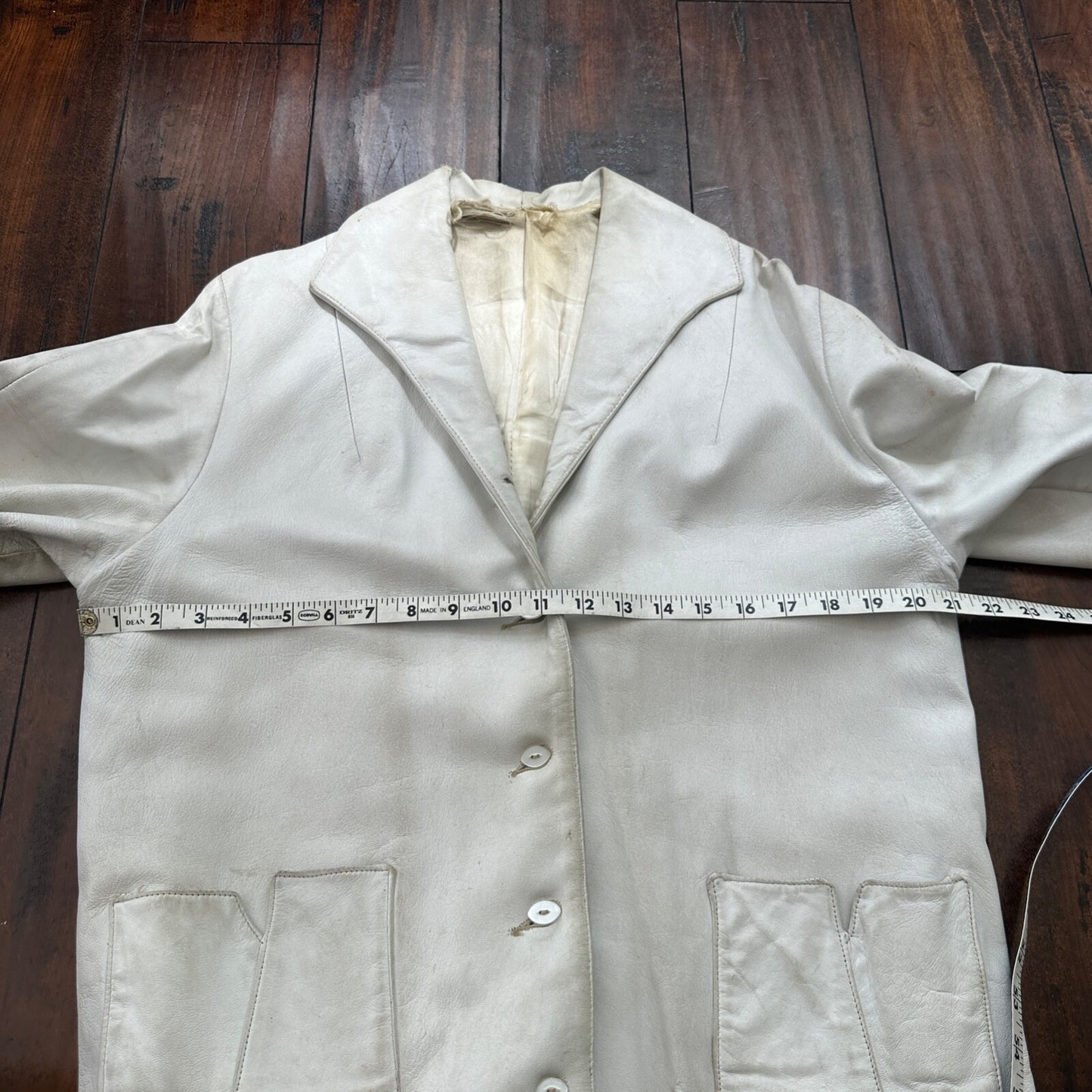 VTG White Leather Western Rancher Jacket 1960s Rockabilly Unisex 60s 50s Button