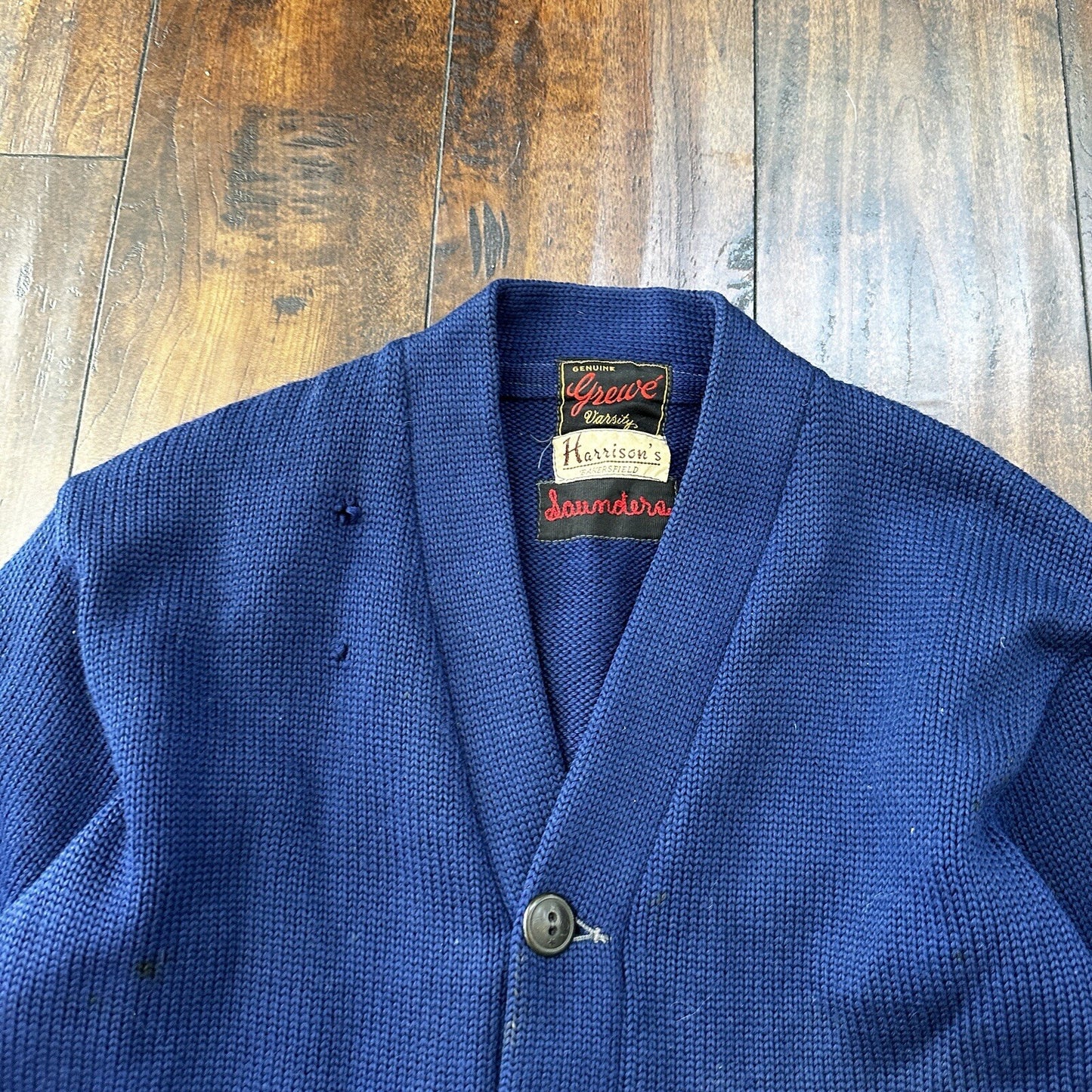 Vintage Men's Varsity Letter Sweater 50s Cardigan Grewe Sz 40 Rockabilly Wool