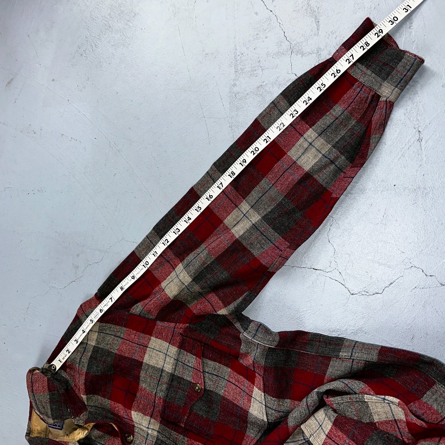 Pendleton VTG Burnside Shirt Plaid 100% Wool Button Down Size M Plaid 1950s Camp