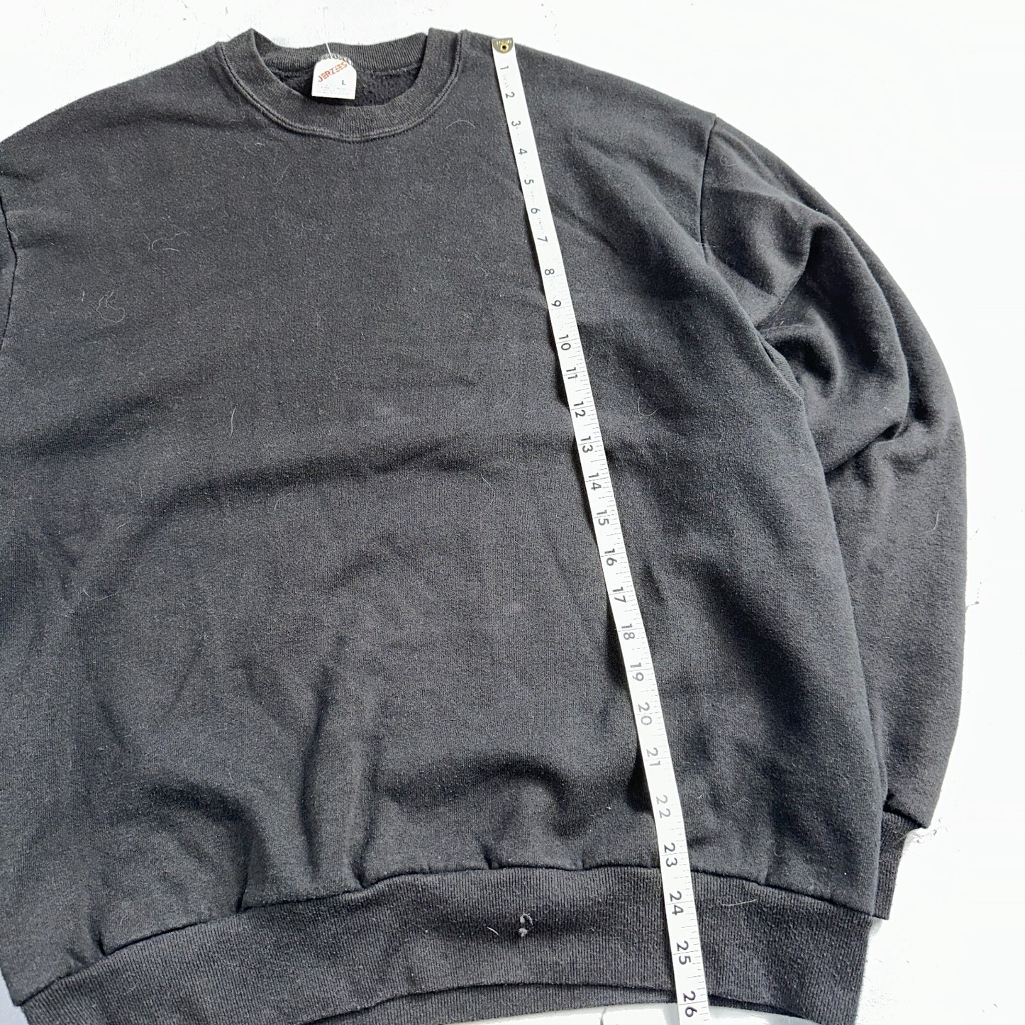 JERZEES Blank Black VTG Crew Neck Sweatshirt Black 90s No Graphic Basic L USA