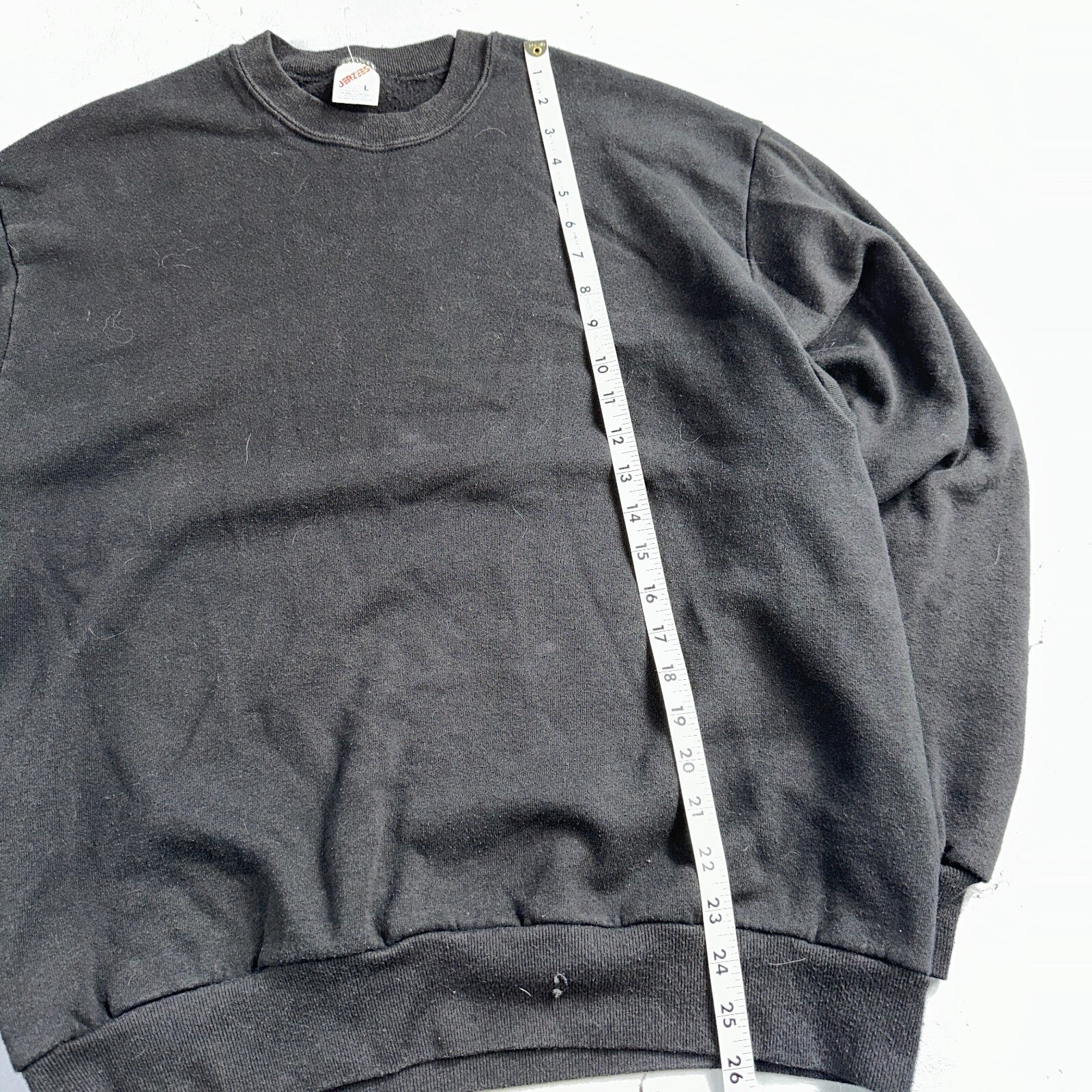 JERZEES Blank Black VTG Crew Neck Sweatshirt Black 90s No Graphic Basic L USA