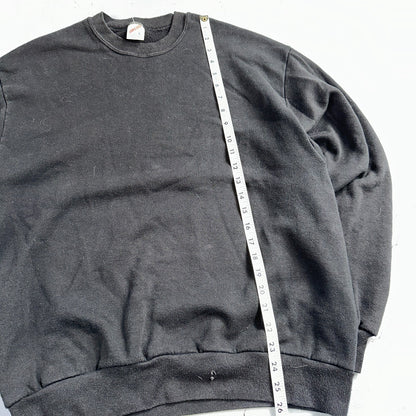 JERZEES Blank Black VTG Crew Neck Sweatshirt Black 90s No Graphic Basic L USA