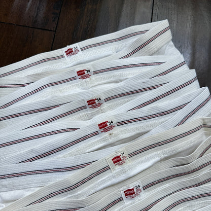 Hanes Briefs Men Size 34 White Cotton Black Stripes 9 Pair Vintage USA Lot 1960s