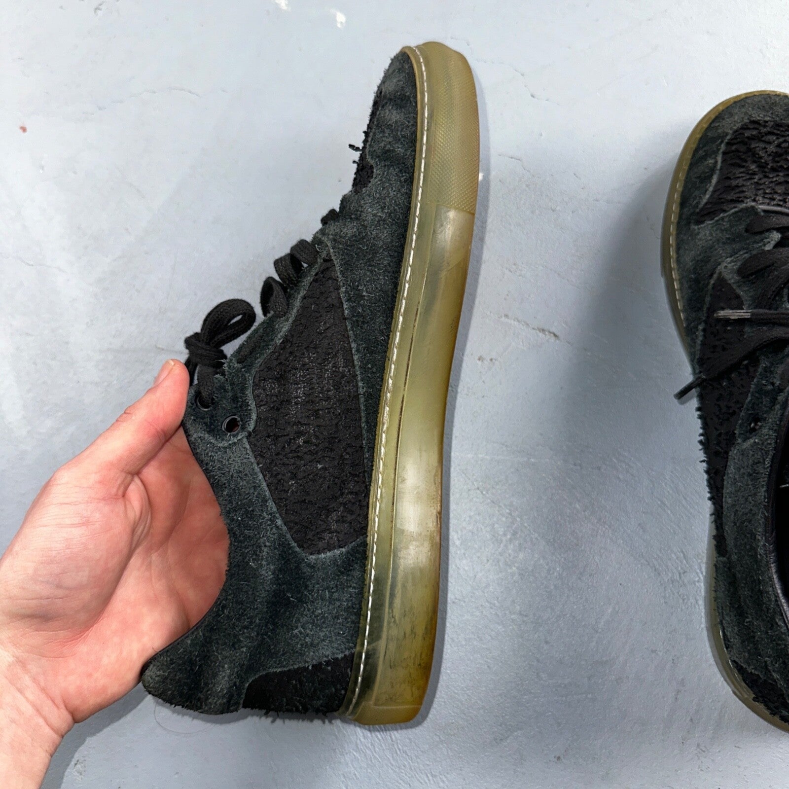 Balenciaga Paris Black Distressed Leather And Suede Sneaker Trainer Mens Size 42