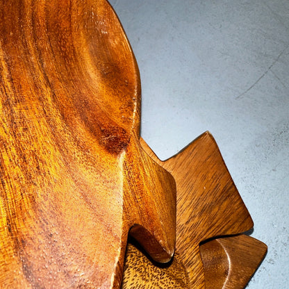 Vintage Monkey Pod Wood Card Playing Suits Candy Snack Dishes 80s Hearts Cute