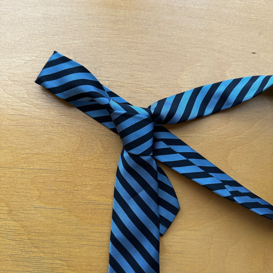 Vintage 1960s Tie Navy Light Blue Stripes 60s Rockabilly Wedding Casual