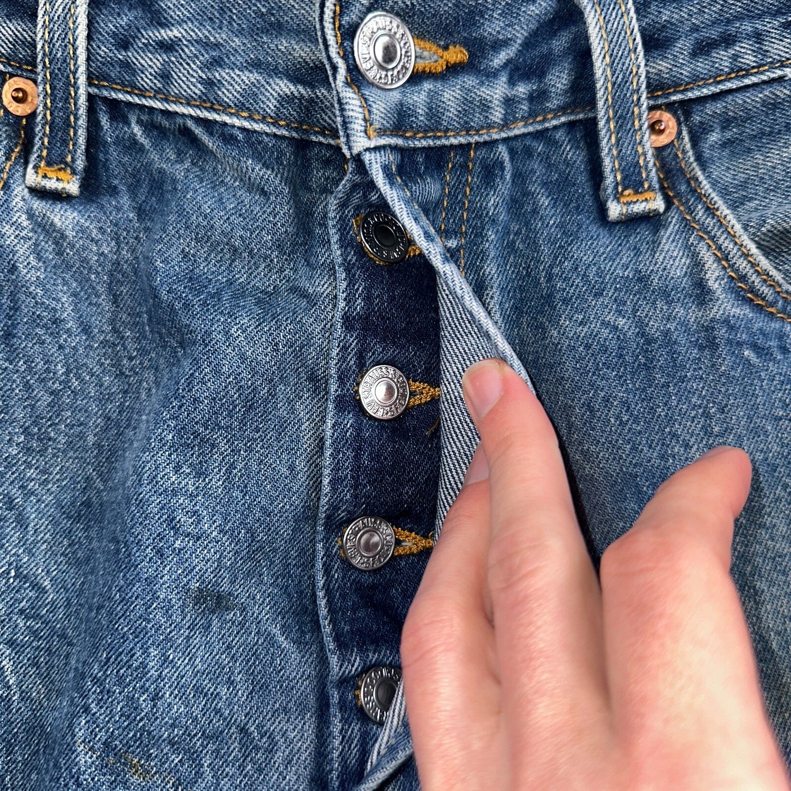 Levis 501 Vintage Y2K XX Straight Leg Jeans 90s Blue Med Wash 35x33 Act 33x29