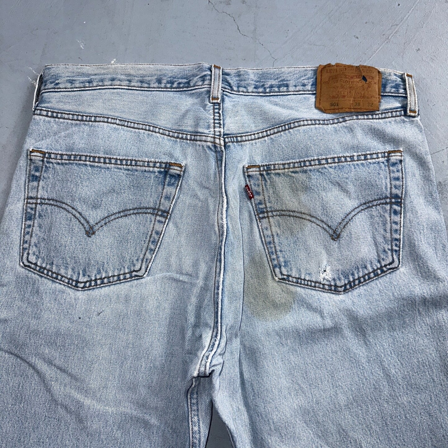 Levis 501 Vintage 90s USA XX Straight Leg Jeans Blue Light Wash 38x32 Act 37x31