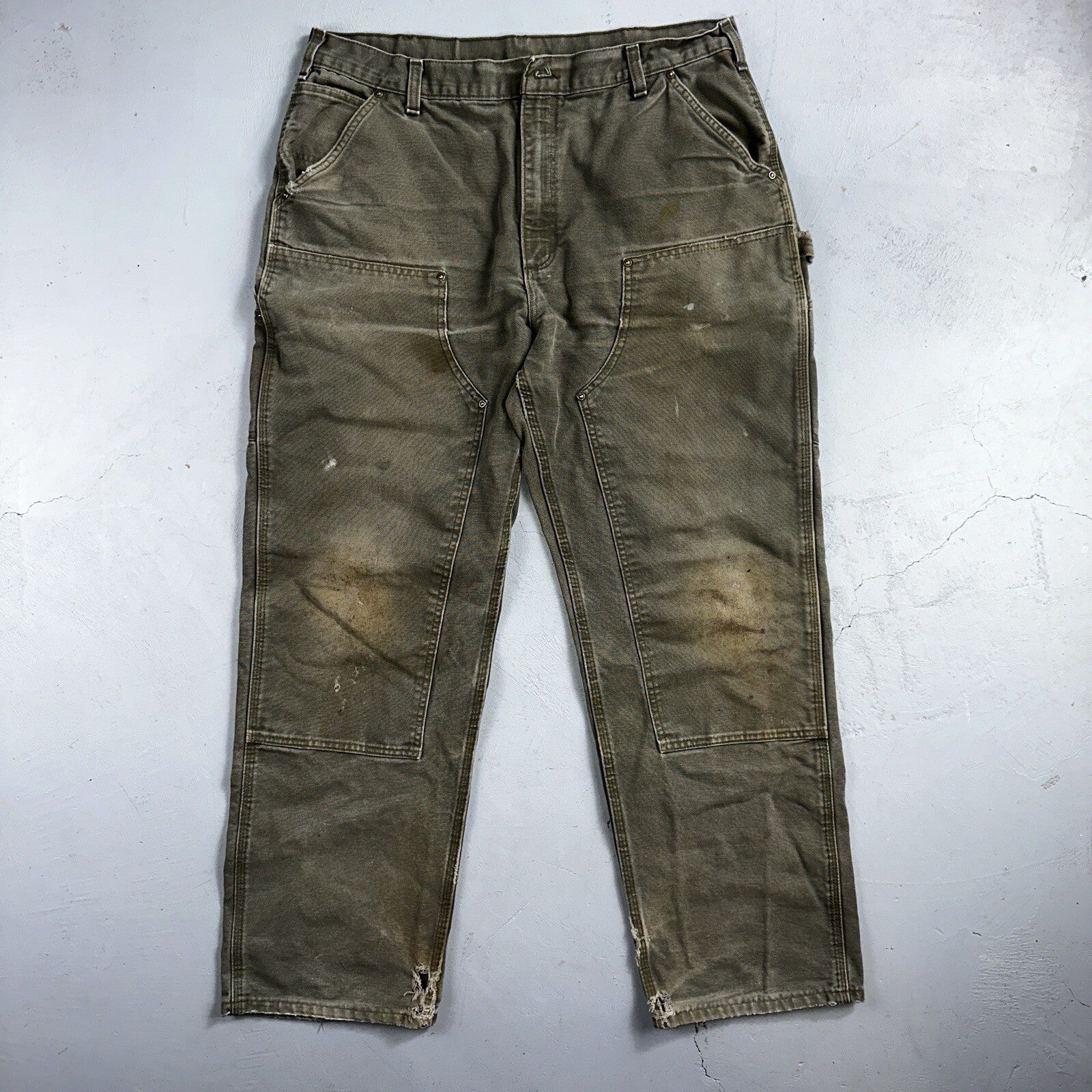 Carhartt VTG Double Knee Carpenter Pants Mexico B01 B136 MOS Green Act 38x32