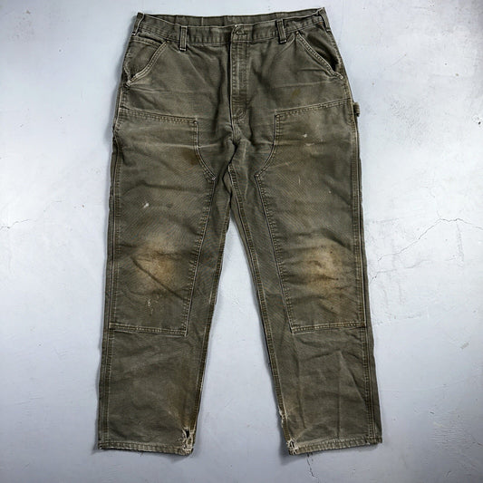 Carhartt VTG Double Knee Carpenter Pants Mexico B01 B136 MOS Green Act 38x32