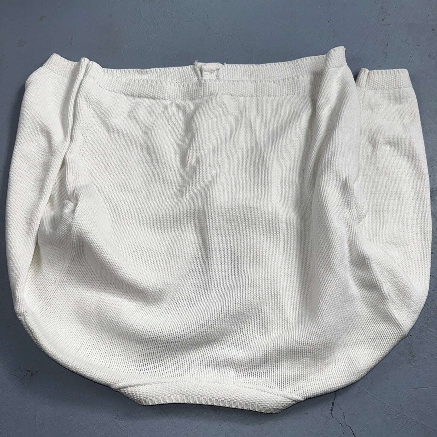 Vintage Eddie Bauer Sweater Cardigan Womens L Fair Isle Cotton White Basic