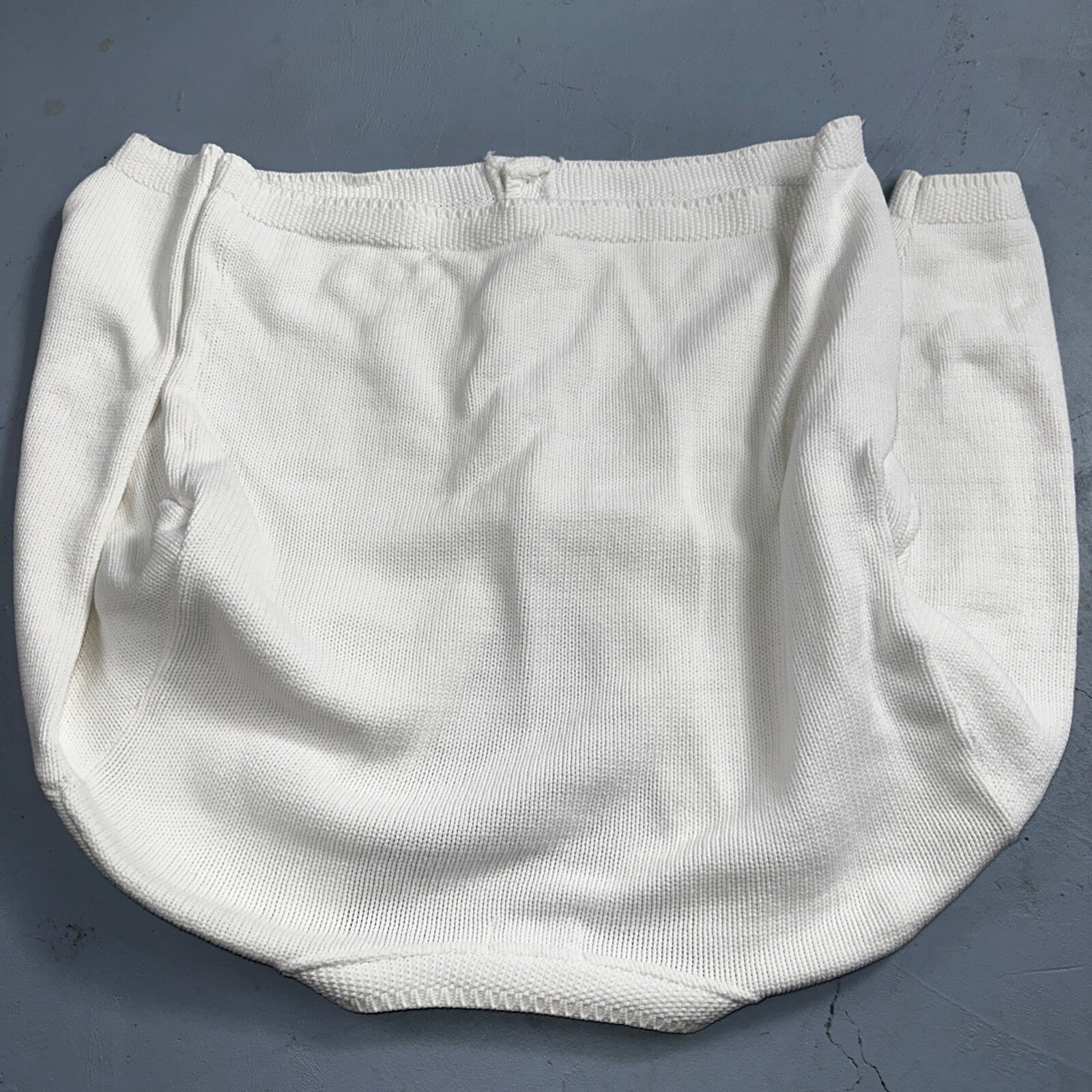 Vintage Eddie Bauer Sweater Cardigan Womens L Fair Isle Cotton White Basic