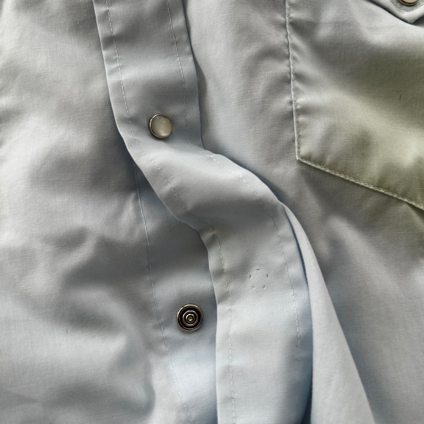 VTG 80s Karman Plain Shirt Mens Lot of 2 Tail Pearl Snap Button Up Poly Stained