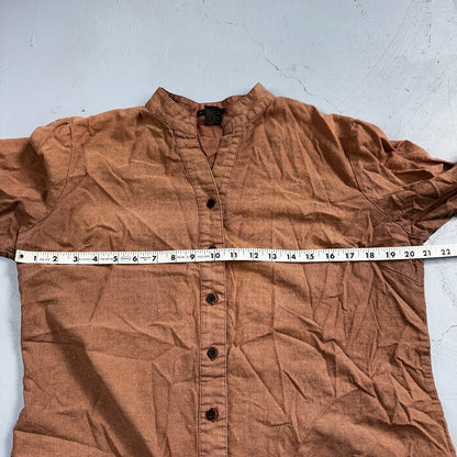 E-COL-O-GIE Womens Large Brown Linen Button Up Shirt Large Cotton VTG Y2K