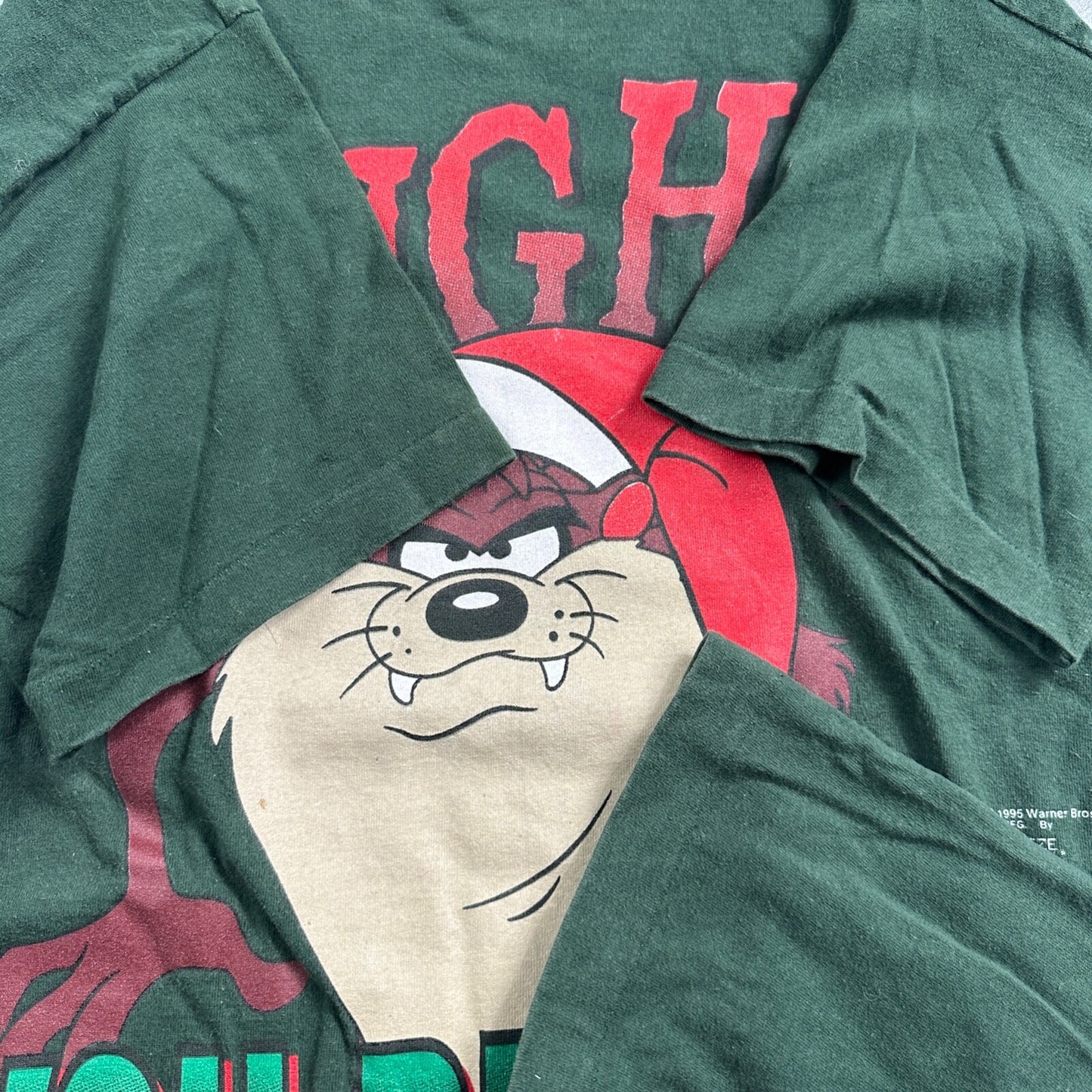 Looney Tunes Taz VTG T Shirt Manian Devil Christmas Naughty Nice 90s 1995