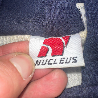 Vintage Thermal Waffle Lined Hoodie Sweatshirt Mens XL Navy Blue Nucleus Punk