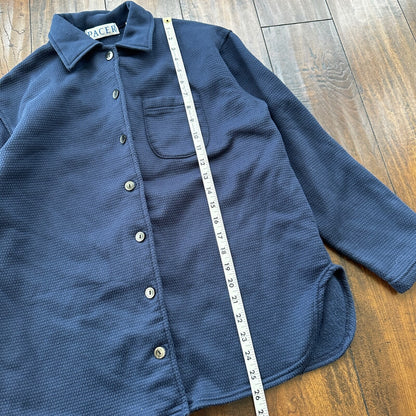 VTG 90s Pacer Womens Cotton Long Sleeve Button Up Navy Blue Shirt Size S