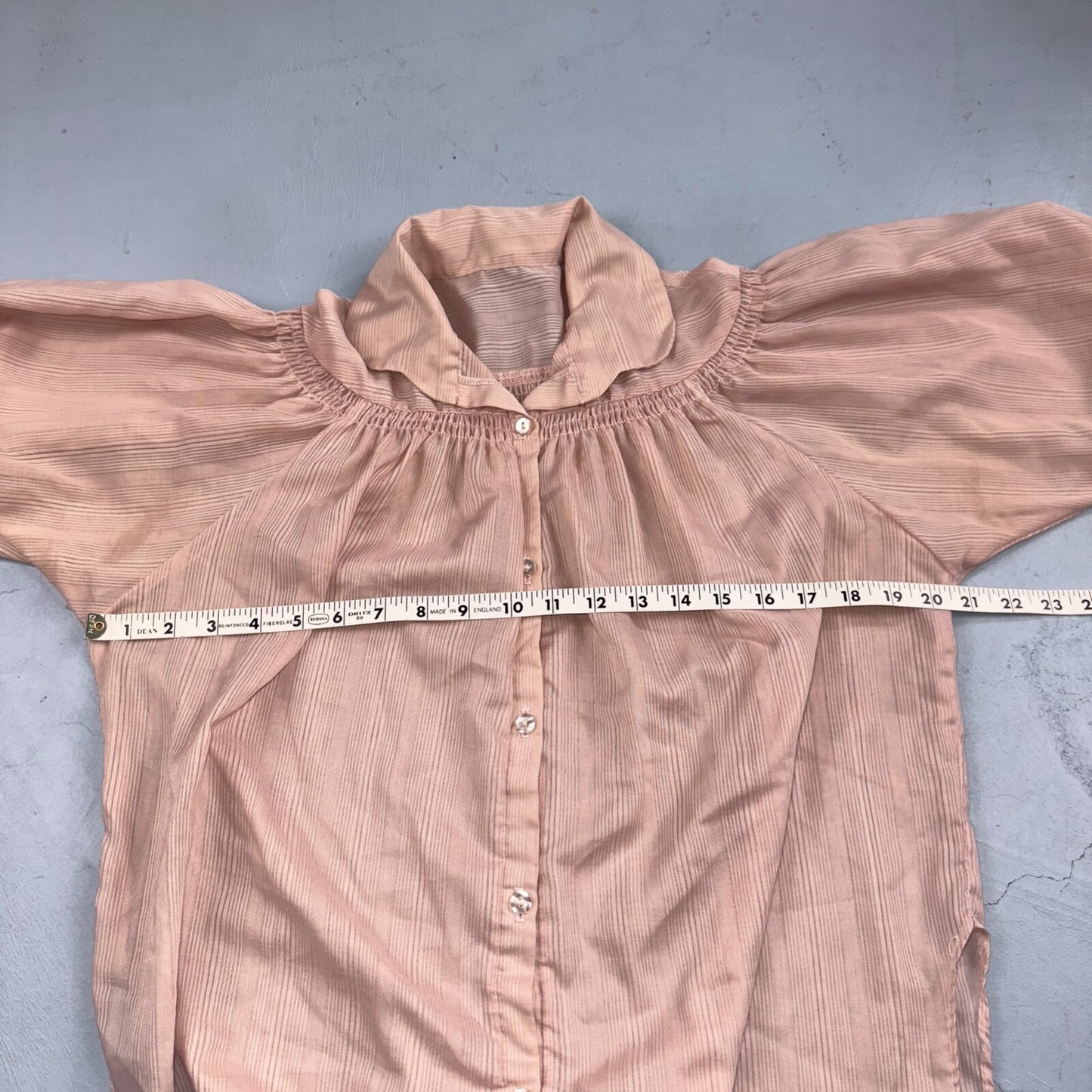 Vintage 70s Womens M Groovy Basic Print Button-Down Shirt 1970s Pink Rockabilly