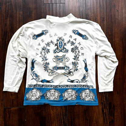 Paris France Victorian Vintage T Shirt Long Sleeve Pattern Blue Cool Rap Music