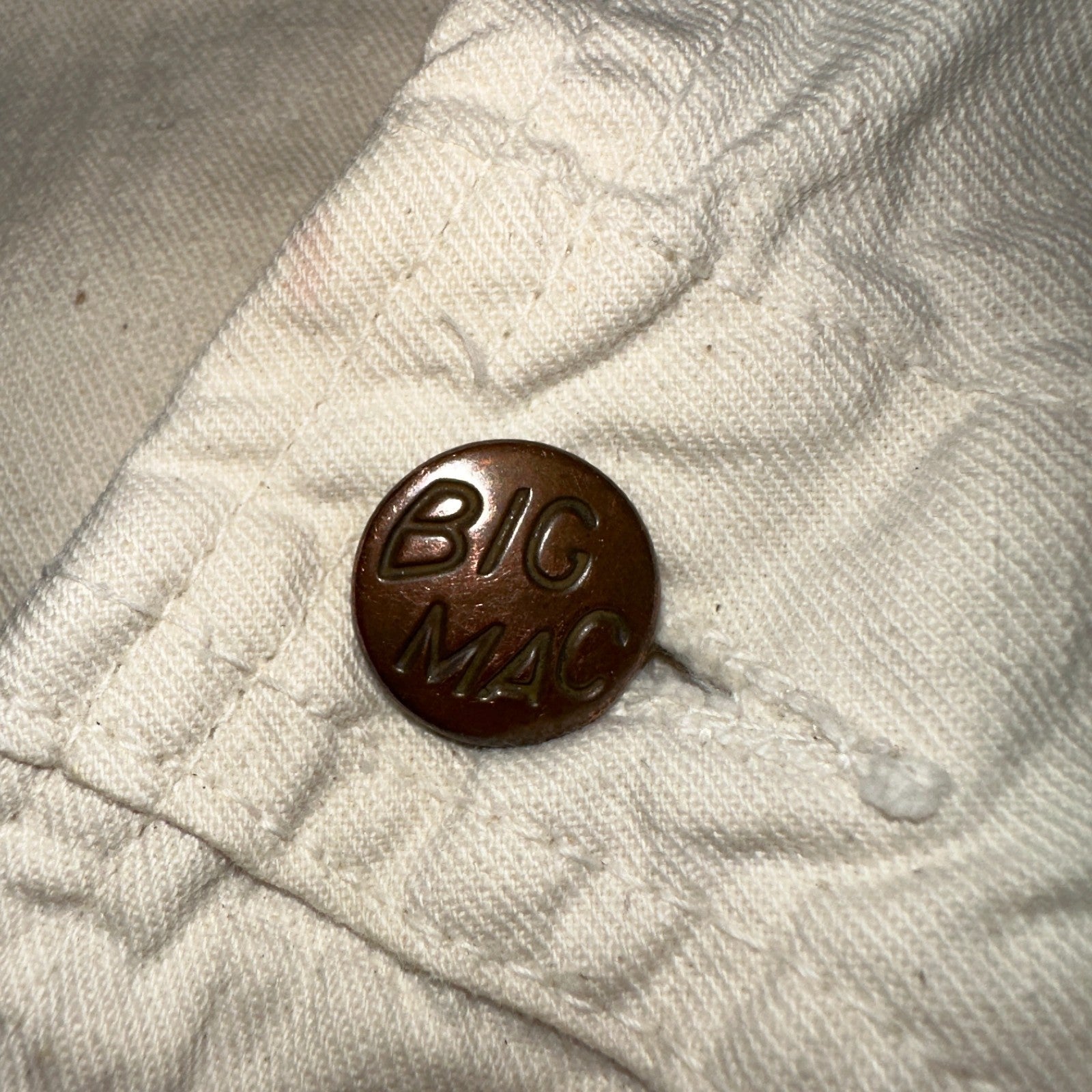 VTG Big Mac White Thrashed Overalls Carpenter Bibs Workwear Painter Paint Stain