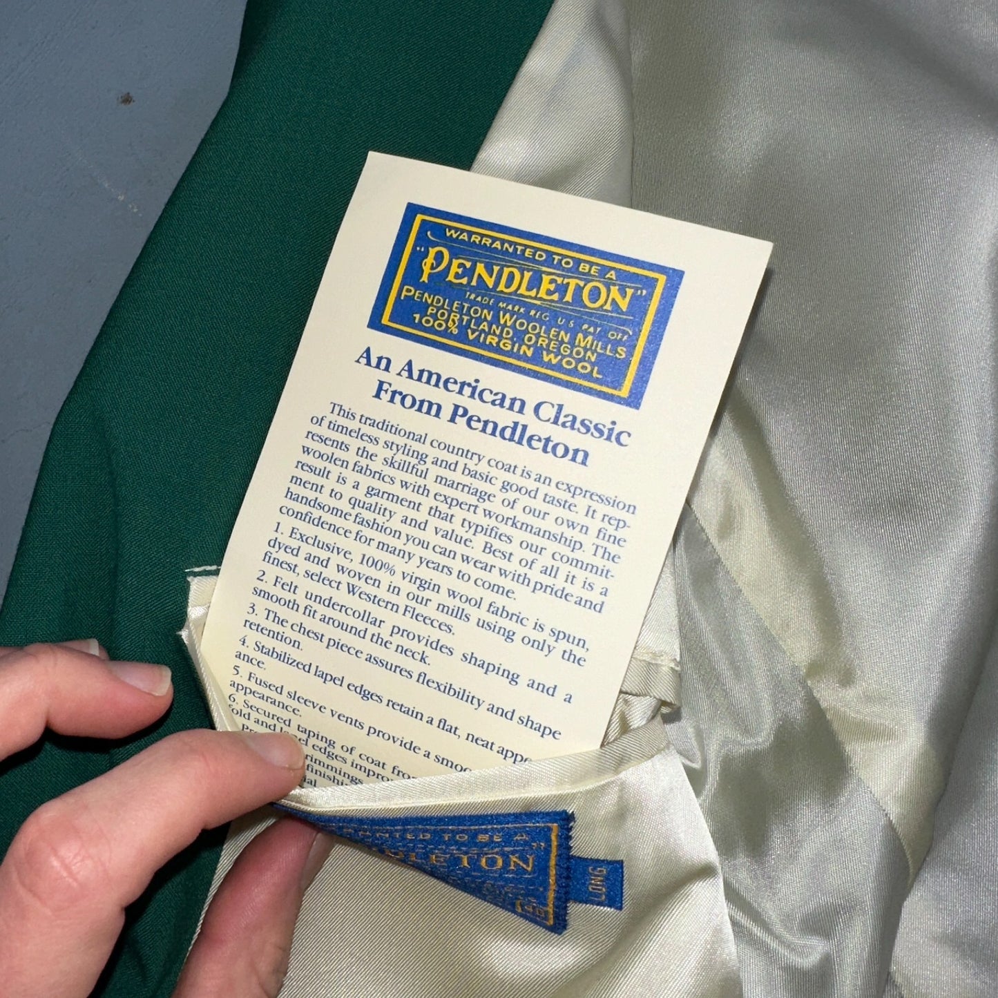 40L VTG Pendleton Mens Blazer Sport Coat Two Gold Button Jacket Green Suit Wool