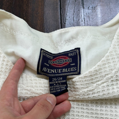Avenue Blues Jeans Denim Henley Waffle Knit Thermal Shirt 26/28 1980s 80s 90s