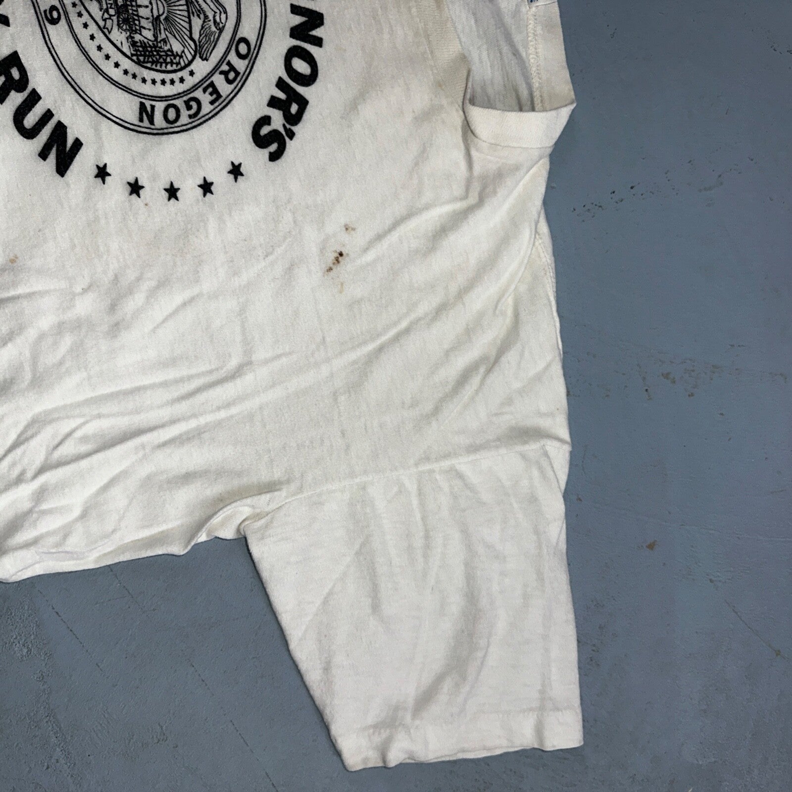 Oregon Champion XL Governors Trophy Run VTG T Shirt 1980s Blue Bar Single Stitch