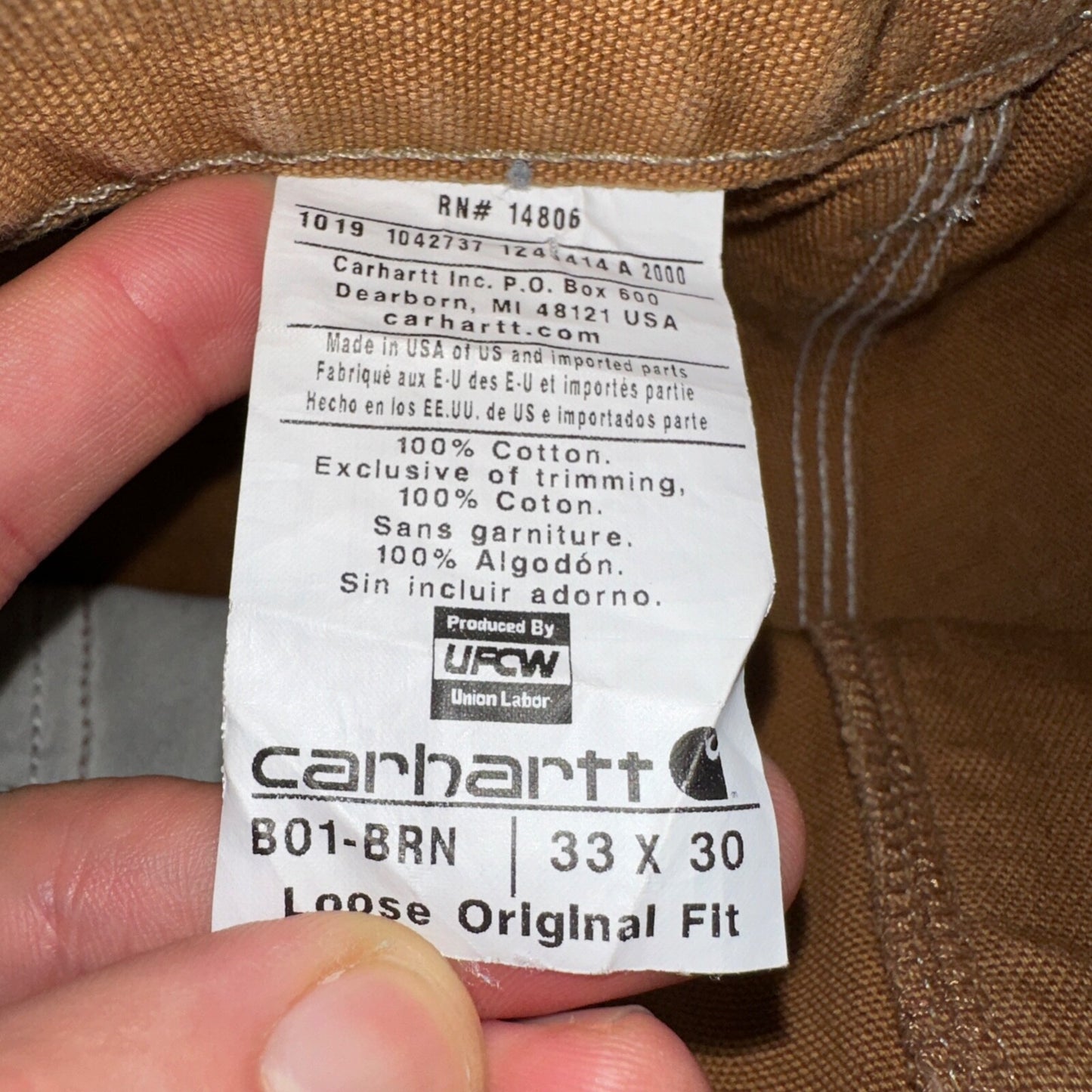 Carhartt Shorts VTG Double Knee Carpenter Pants USA B01 Brown Act 33 30x18