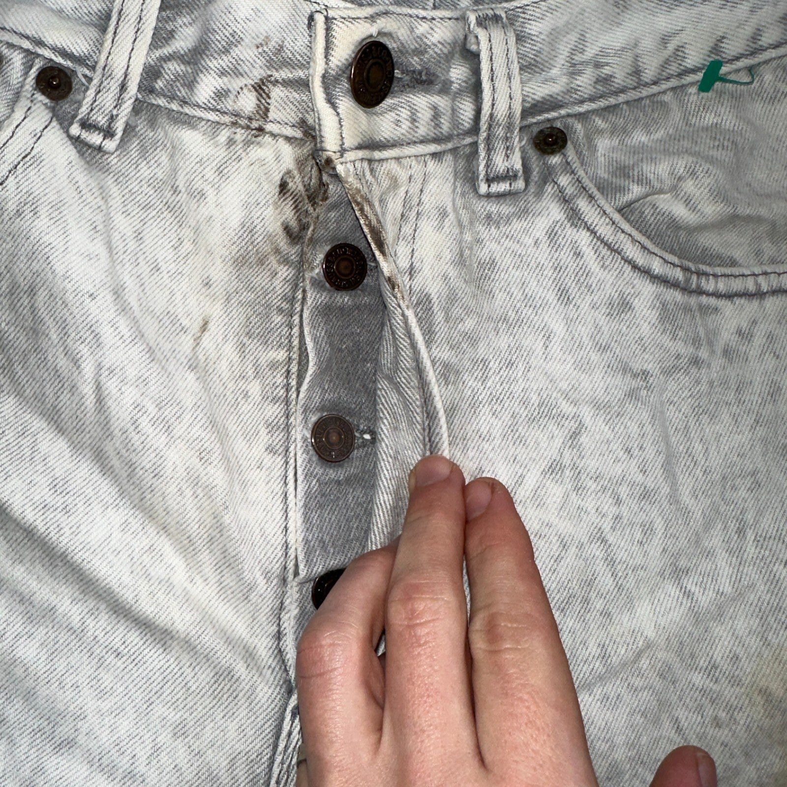 Levis 501 Vintage 80s USA XX Straight Leg Jeans Gray Acid Wash 29x36 Act 28x34