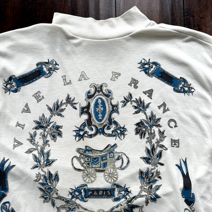 Paris France Victorian Vintage T Shirt Long Sleeve Pattern Blue Cool Rap Music