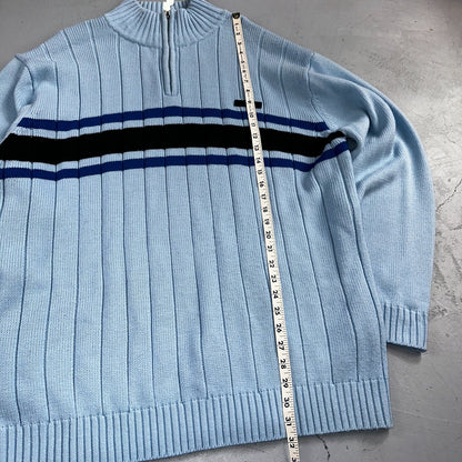 Southpole Mens 2XL Vtg 90s Spell Out Striped Knit Half Zip Pullover Sweater
