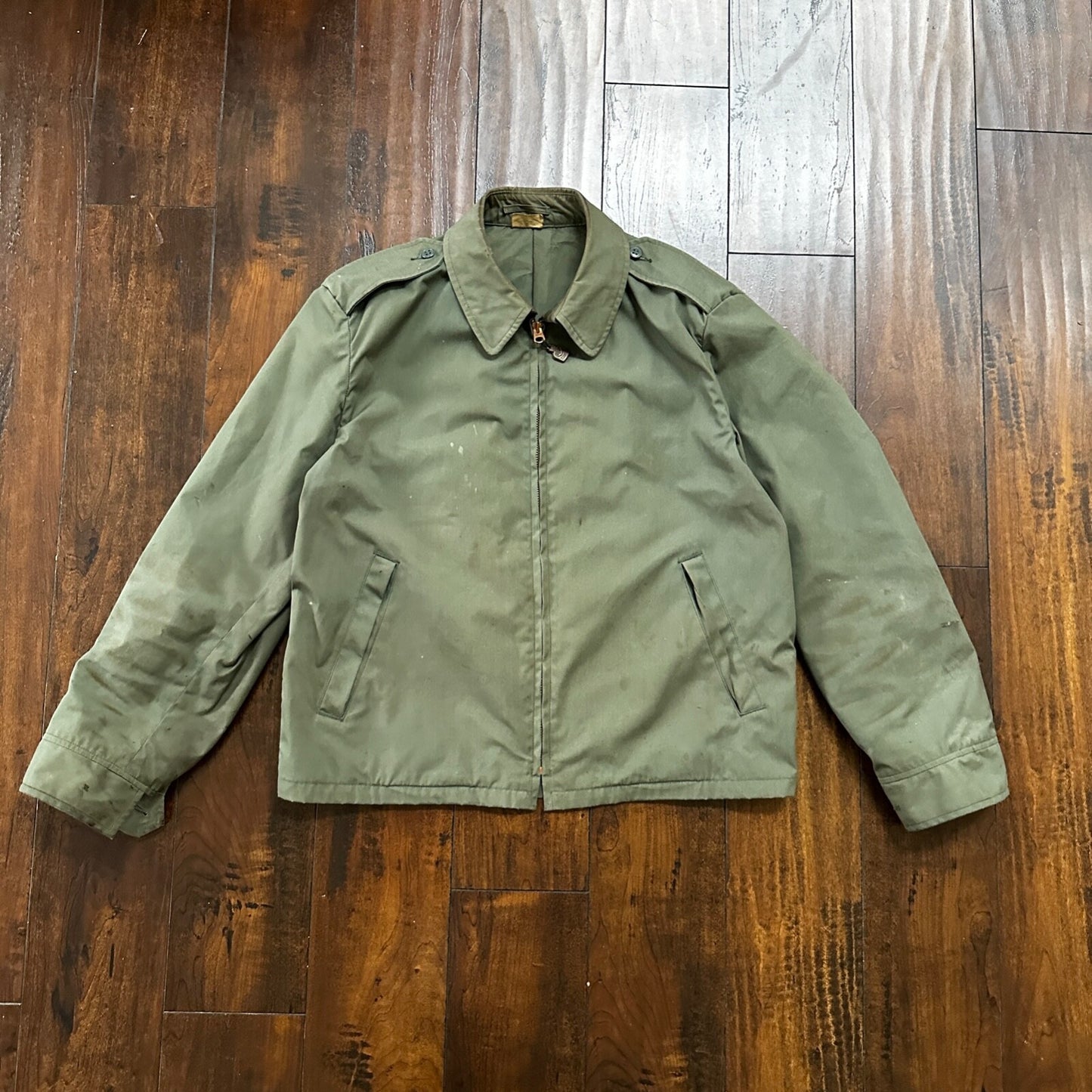 VTG 1960s AG-274 Military Green Water Repellent Jacket 42R Gabardine Rockabilly