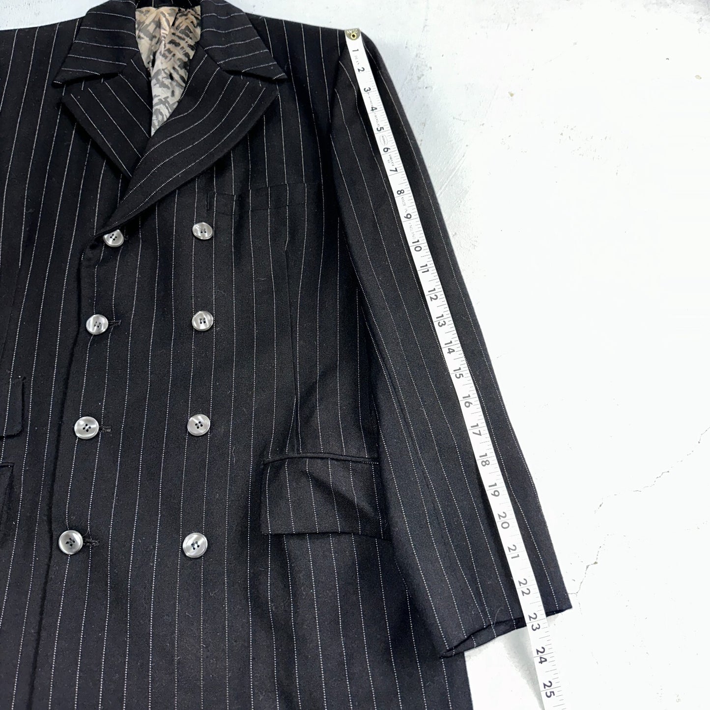 VTG Mens Suit 36 Double Breast 8 Button Jacket Sport Coat Rockabilly 50s Striped