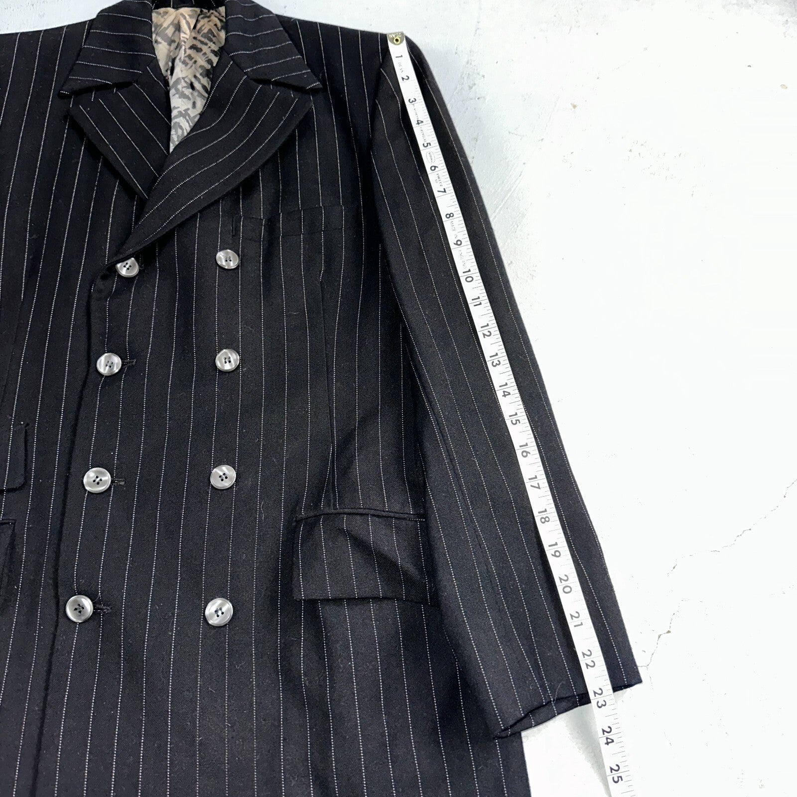 VTG Mens Suit 36 Double Breast 8 Button Jacket Sport Coat Rockabilly 50s Striped
