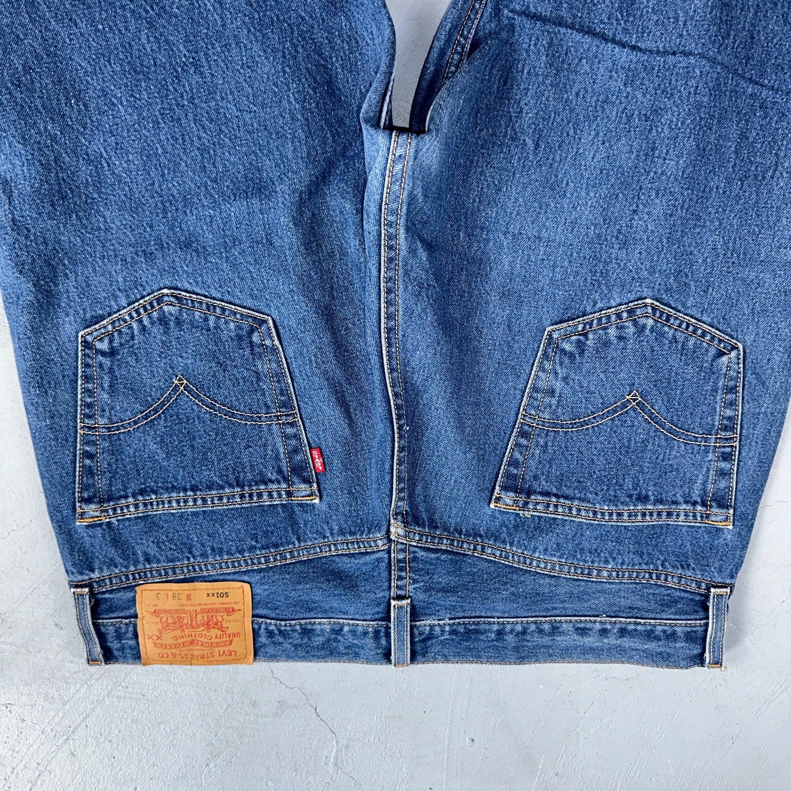 Levis 501 Vintage Y2K 90s XX Straight Leg Jeans Blue Med Wash 38x33 Act 36x29