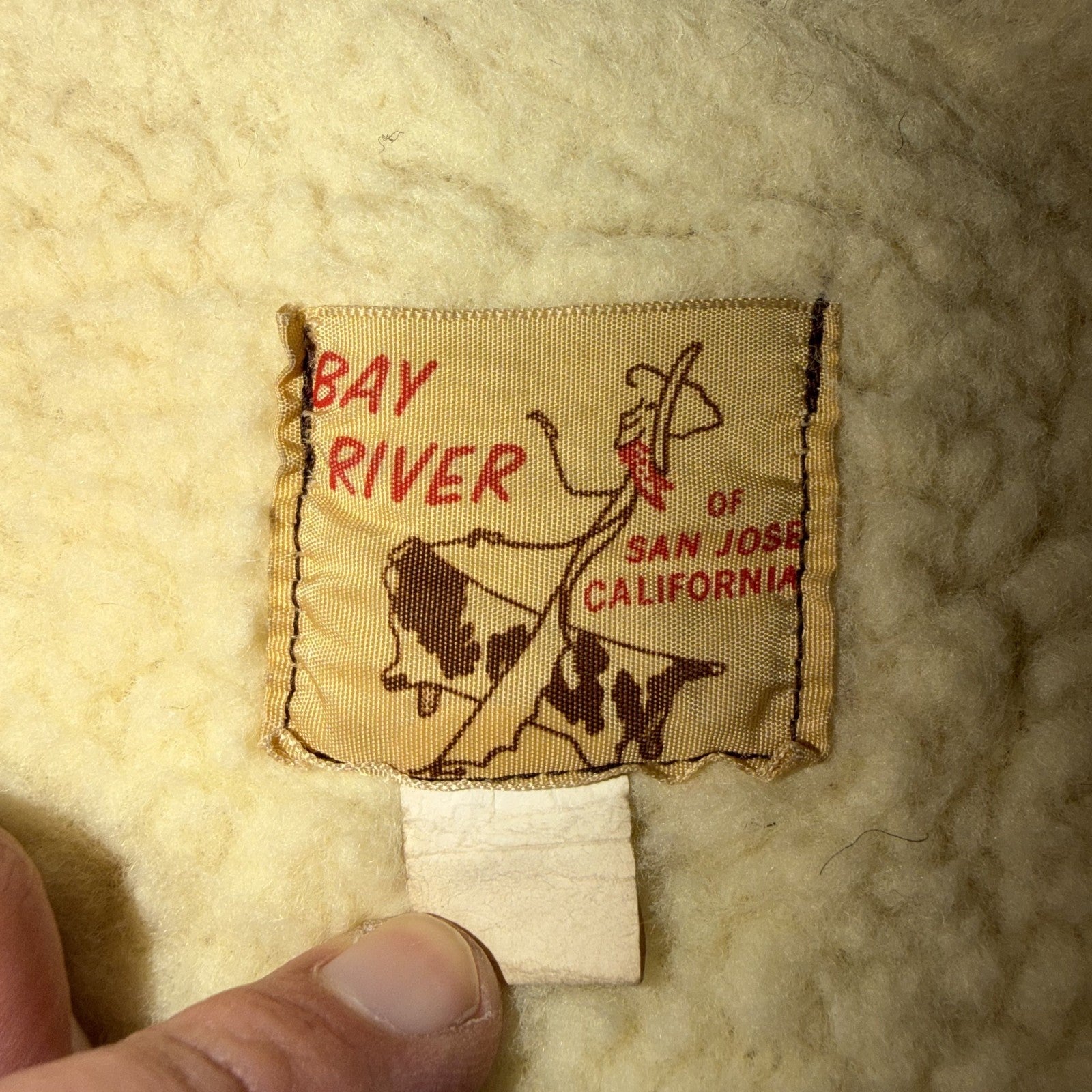 VTG Bay River of San Jose California Sherpa Lined Vest Mens USA Western Cowboy