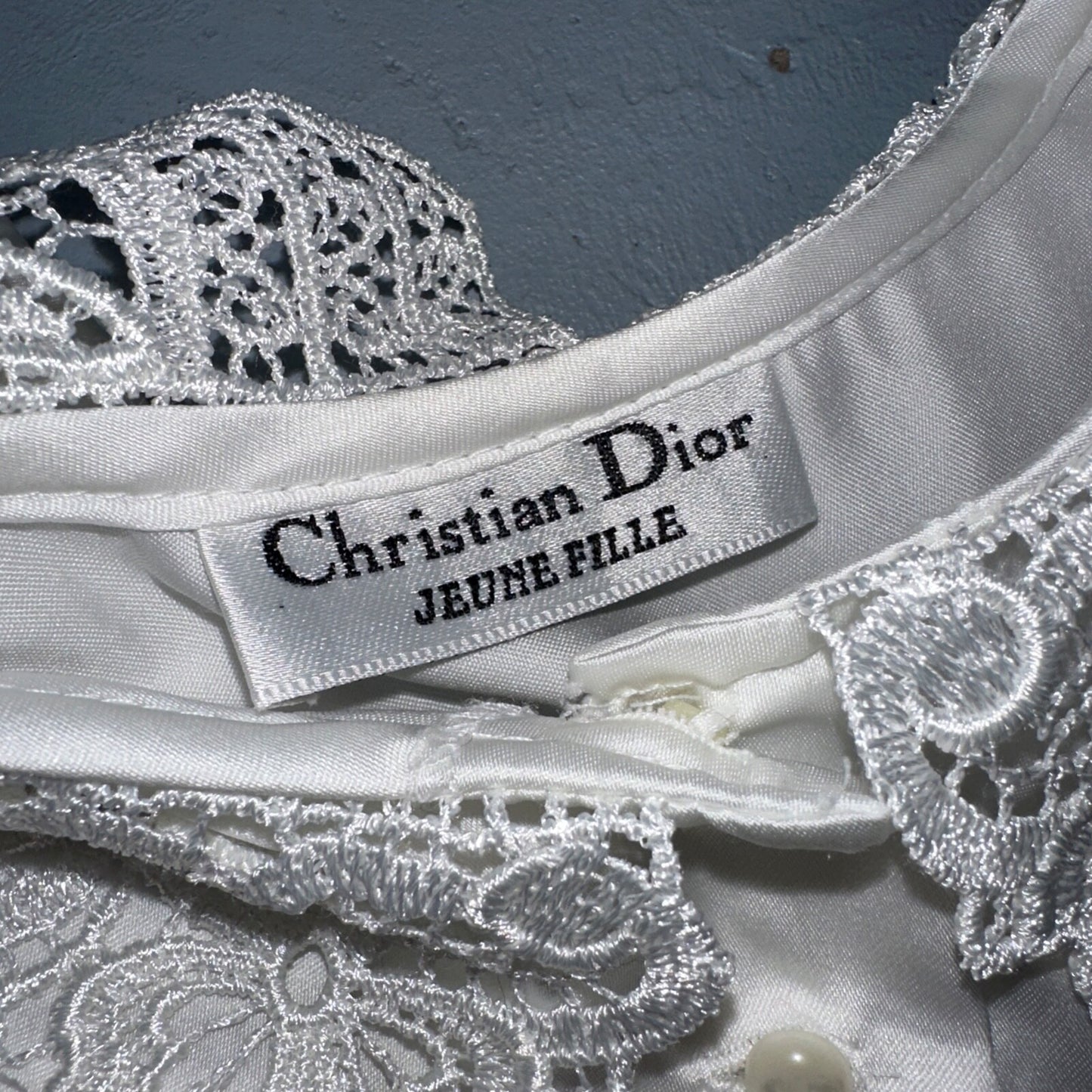 Vintage Christian Dior Jeune Fille Ivory Lace Nightgown Lingerie Dress Slip