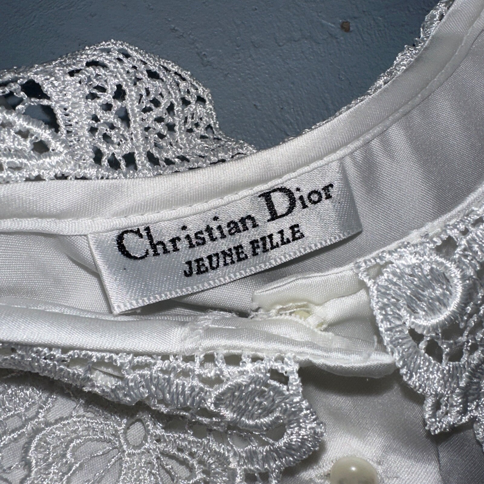 Vintage Christian Dior Jeune Fille Ivory Lace Nightgown Lingerie Dress Slip