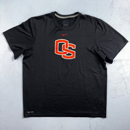 OSU Oregon State Nike Center Swoosh Dri Fit T Shirt Black Basic College Cool