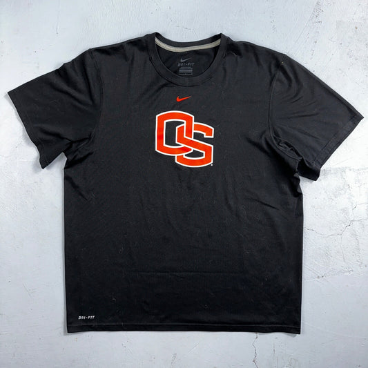 OSU Oregon State Nike Center Swoosh Dri Fit T Shirt Black Basic College Cool