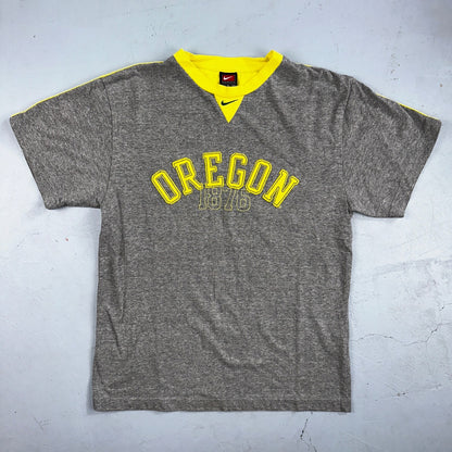 Nike Oregon Center Swoosh VTG T Shirt Y2K 90s Yellow Track Eugene Sports