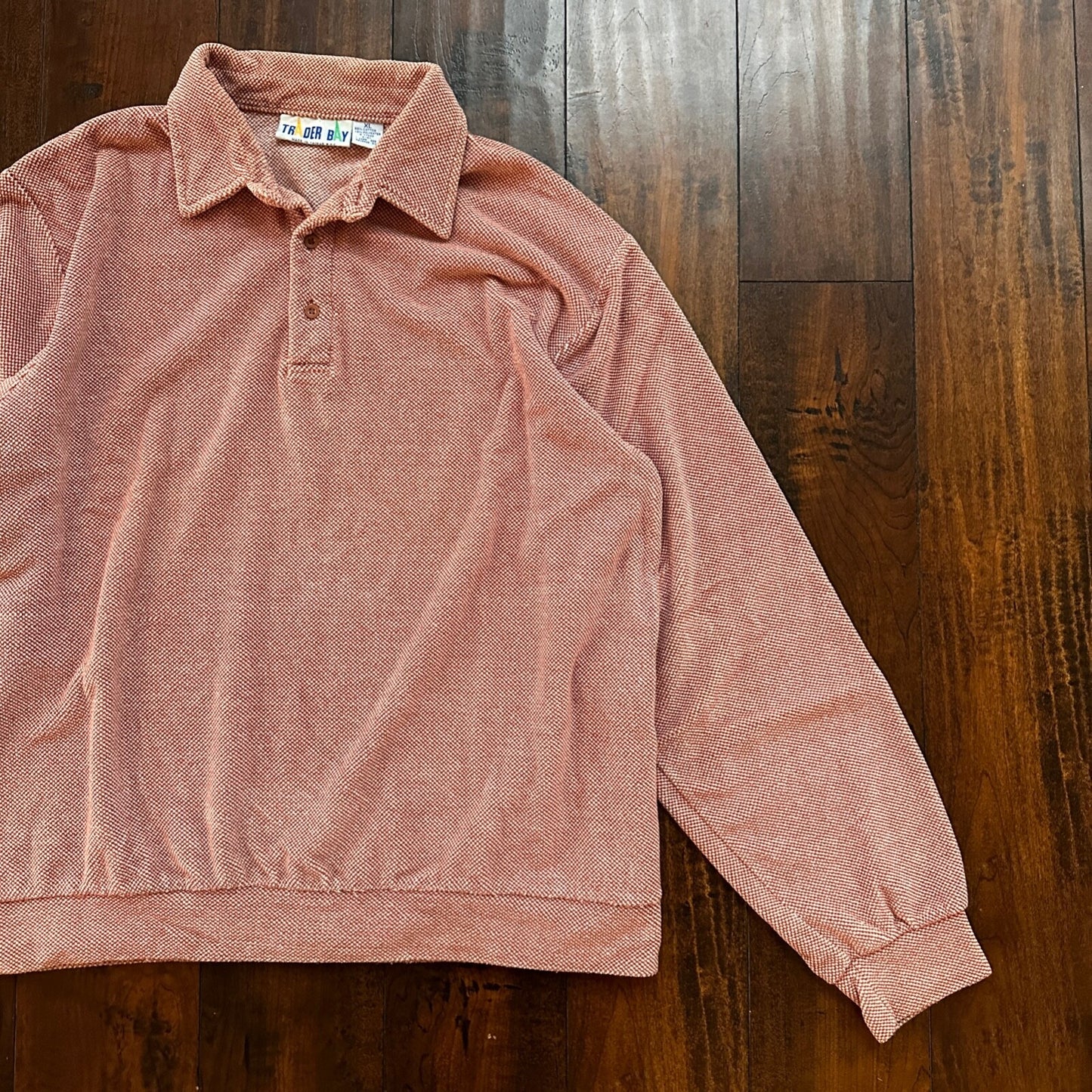 VTG 80s Trader Bay Velour Sweatshirt Sweater Polo Shirt Checker Rockabilly